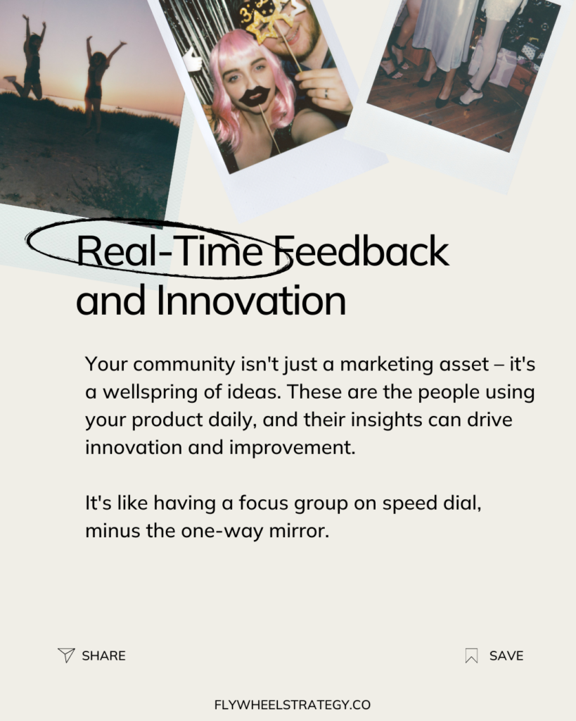 Real-time feedback and innovation. Flywheel Strategy.