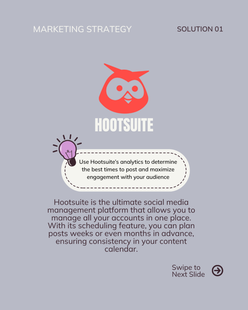 Hootsuite is the ultimate social media management platform that allows you to manage all your accounts in one place. With its scheduling feature, you can plan posts weeks or even months in advance, ensuring consistency in your content calendar. For example, if you’re running a holiday campaign, you can schedule all your promotional content ahead of time and focus on other tasks as the holidays approach.
